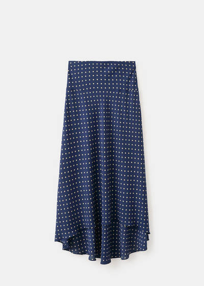 Navy polka-dot midi skirt packshot