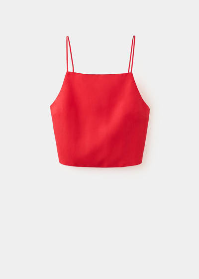 Red square-neck cami top packshot