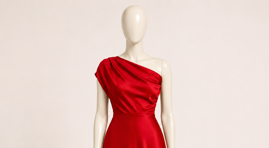 Mannequin wearing the style in Spindle merchandising view with assortment, sales-performance, and buyer callouts